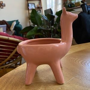 Small llama alpaca planter peach pink coral